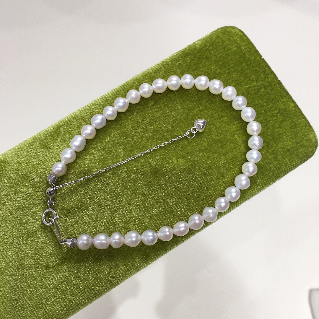 Luxury S925 Sterling Silver Natural Freshwater Pearl Bracelet