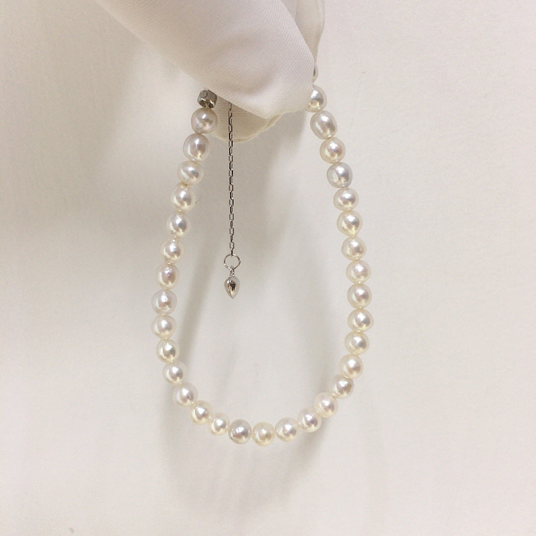 Luxury S925 Sterling Silver Natural Freshwater Pearl Bracelet