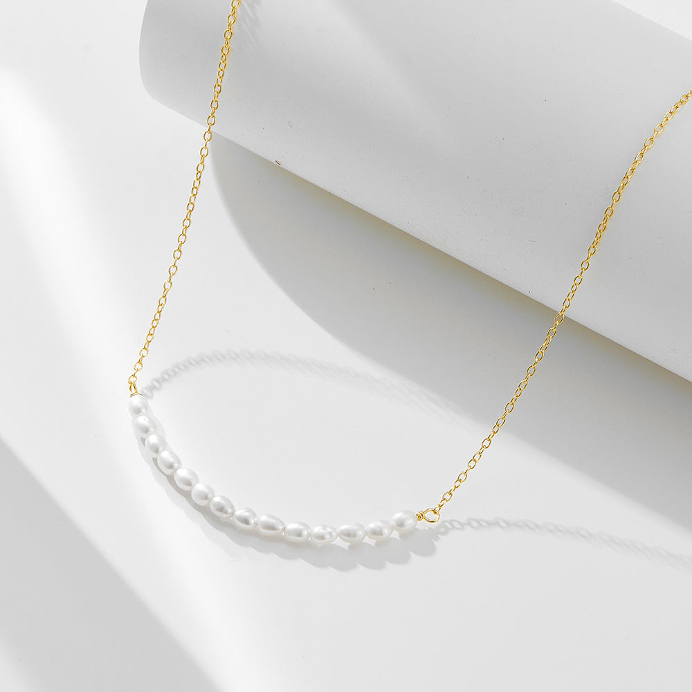 Drop S925 Sterling Silver Natural Pearl Necklace #794