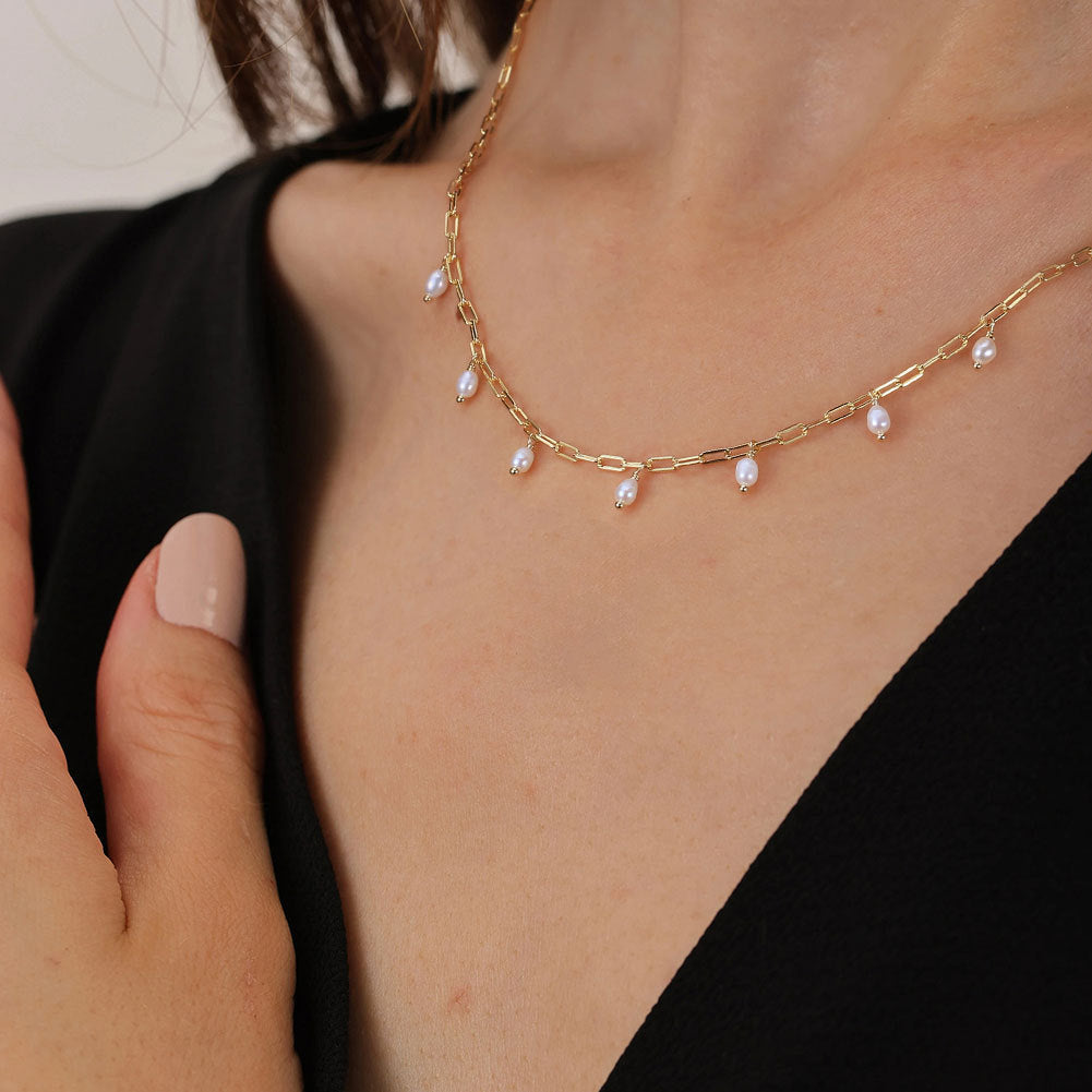 Choker Natural Freshwater Pearl Necklace 8mm