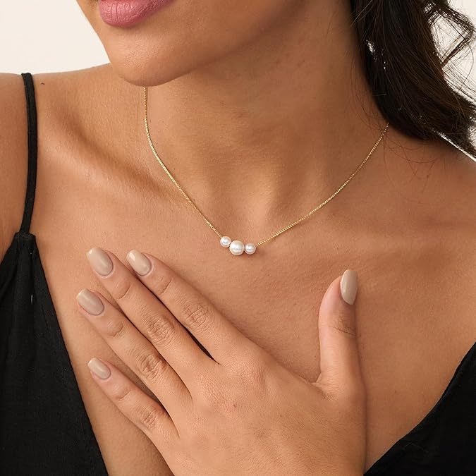 Minimalist 14K Gold Plated Natural Freshwater Pearl Necklace