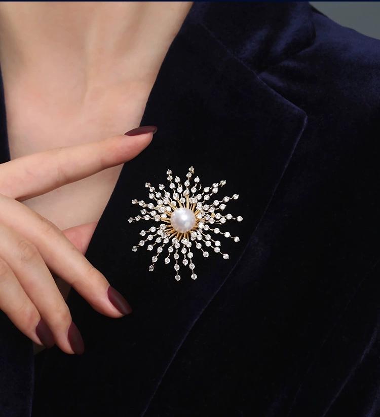 crystal pearl brooch pins