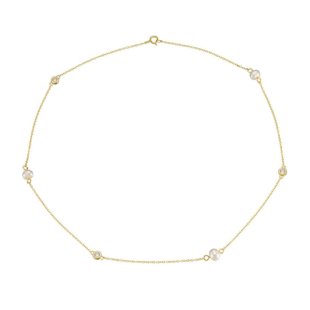 Choker S925 Sterling Silver Natural Freshwater Pearl Necklace #322
