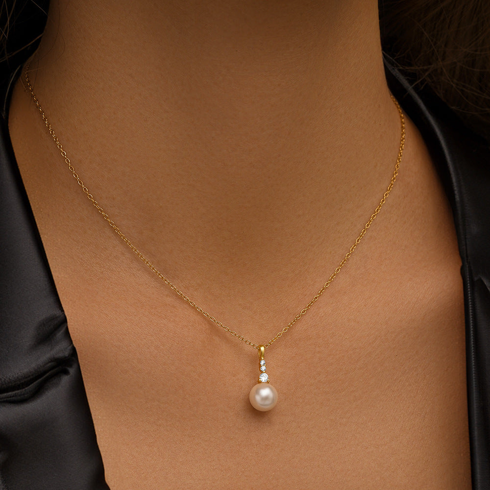 Drop 14K Gold Plated Natural Freshwater Pearl Necklace #682