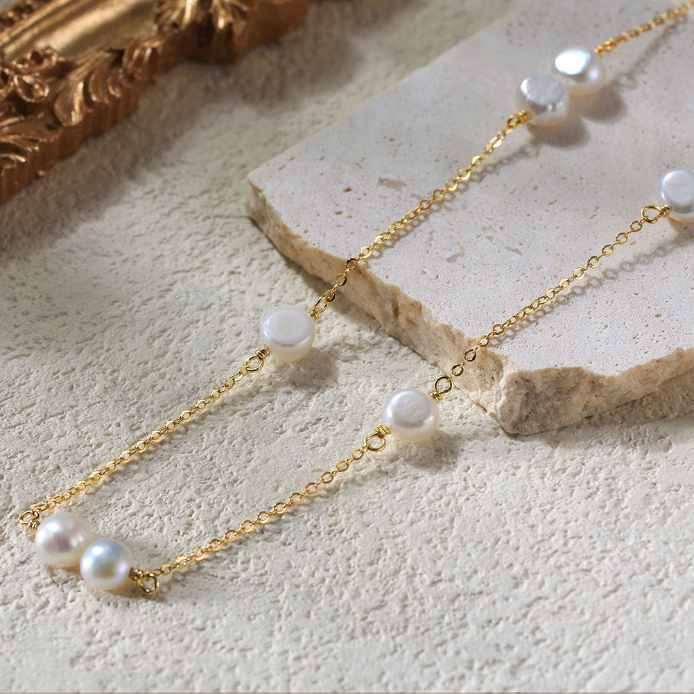 Choker Natural Freshwater Pearl Necklace #594