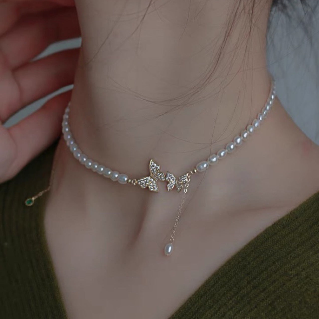 Drop Natural Pearl Necklace #498