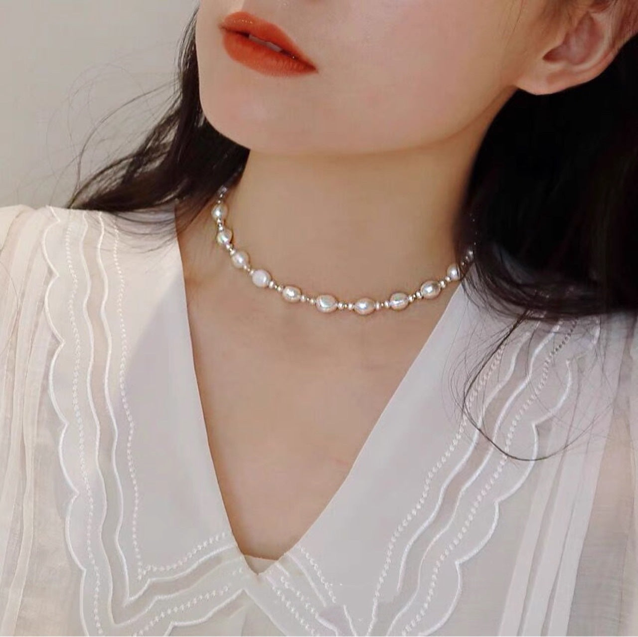Baroque Freshwater Pearl Necklace 8mm