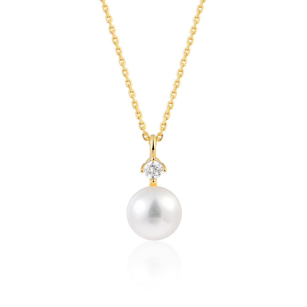 Drop S925 Sterling Silver Natural Pearl Necklace 8mm #514