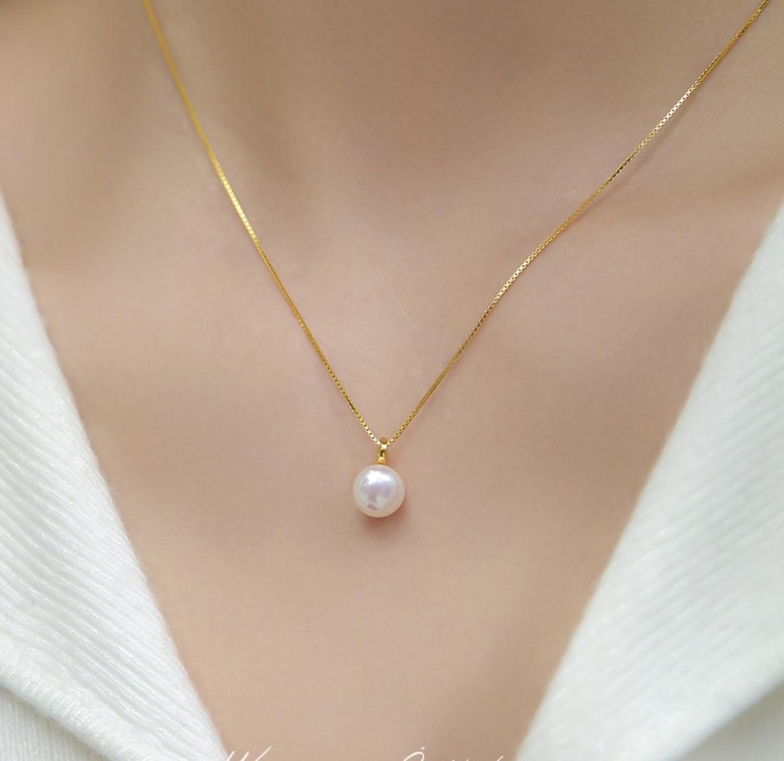 Minimalist S925 Sterling Silver Natural Freshwater Pearl Necklace 8mm
