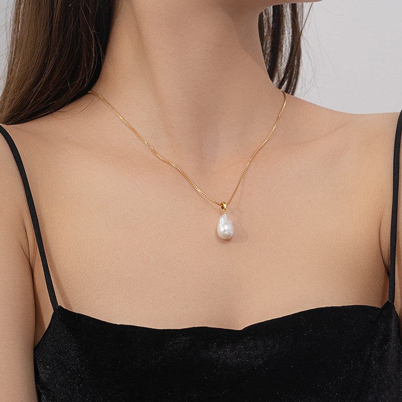Minimalist S925 Sterling Silver Natural Freshwater Pearl Necklace