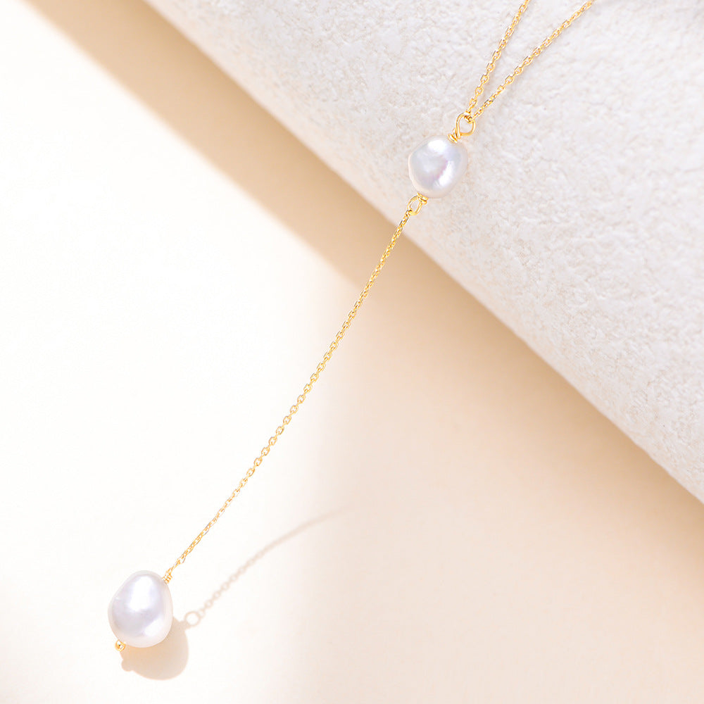 Minimalist Natural Freshwater Pearl Necklace #058