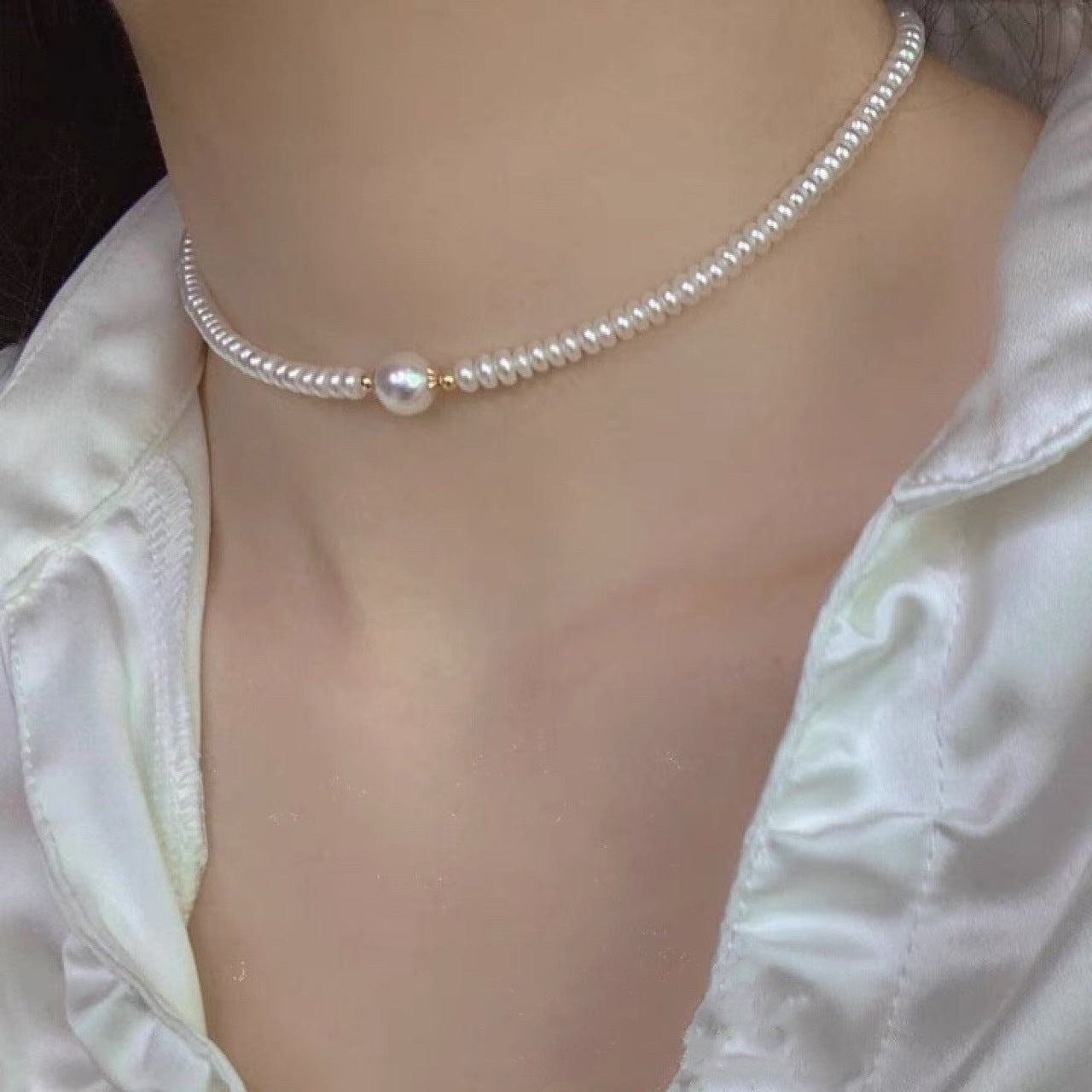 Choker Natural Pearl Necklace #986