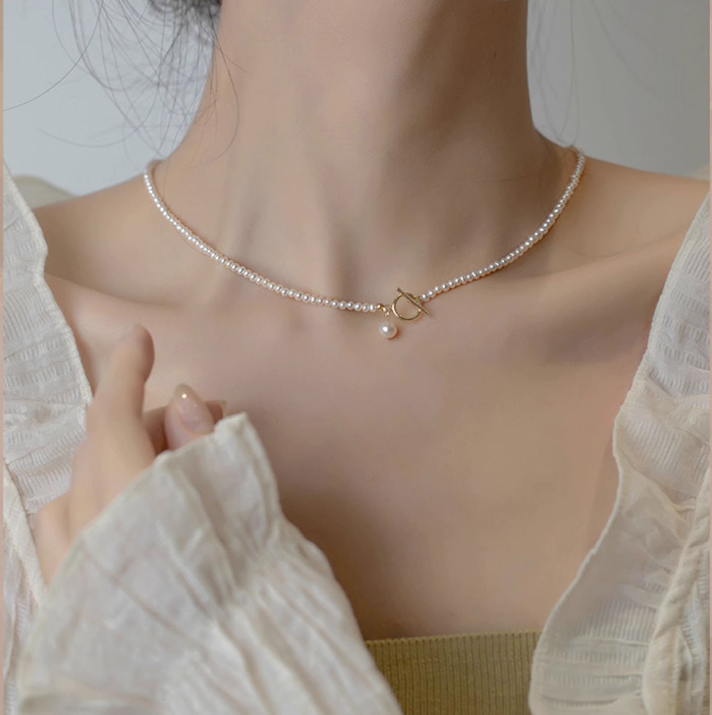 Choker Natural Freshwater Pearl Necklace #234