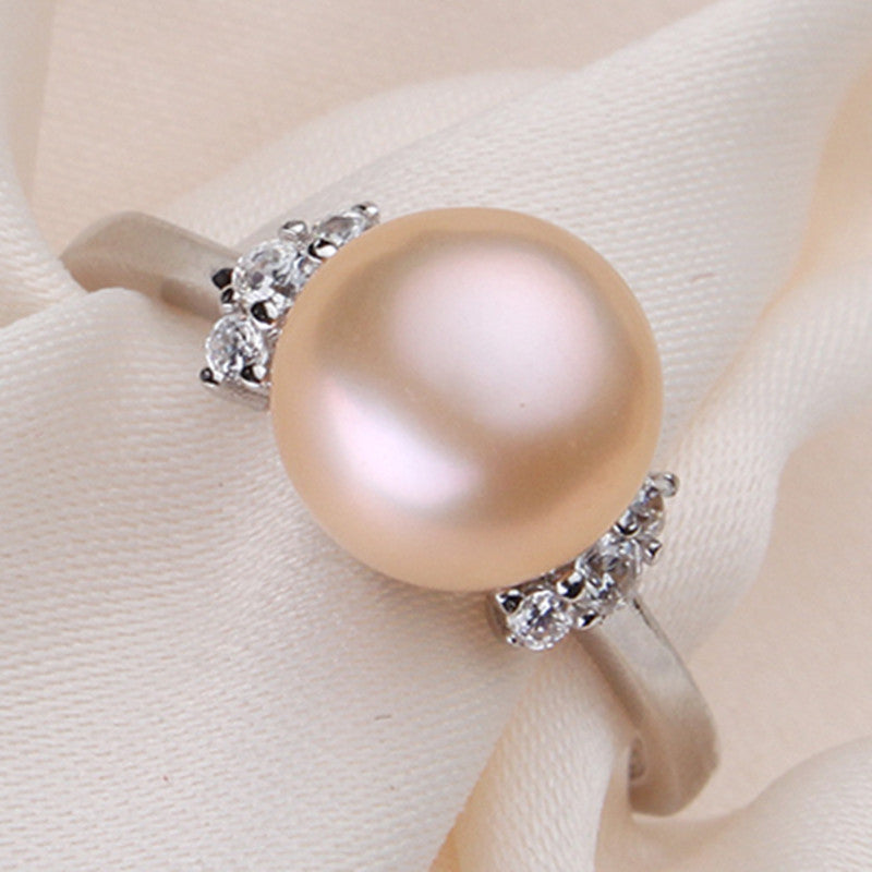925 silver minimalist pearl ring versatile freshwater pearl zircon ring women's ring white copper gold-plated