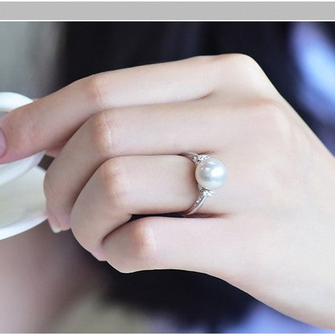 925 silver minimalist pearl ring versatile freshwater pearl zircon ring women's ring white copper gold-plated