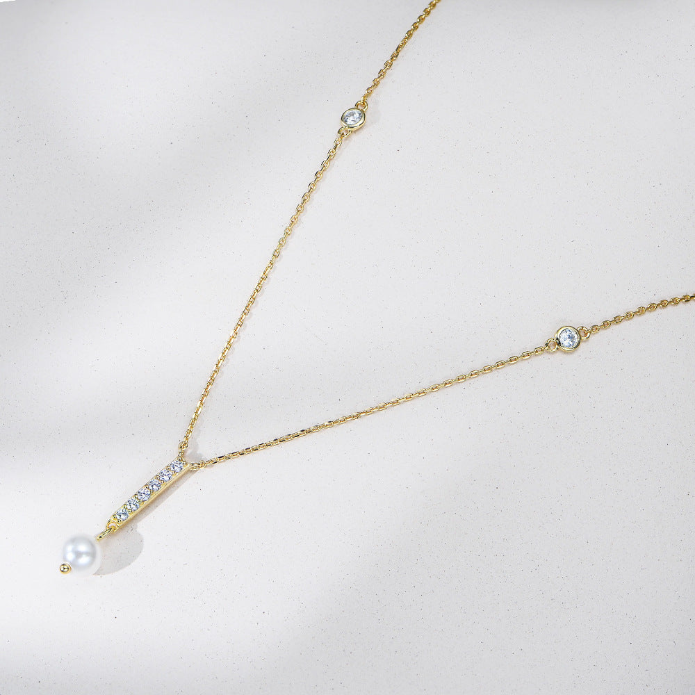 Drop S925 Sterling Silver Natural Pearl Necklace 8mm