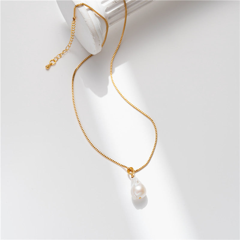 Minimalist S925 Sterling Silver Natural Freshwater Pearl Necklace