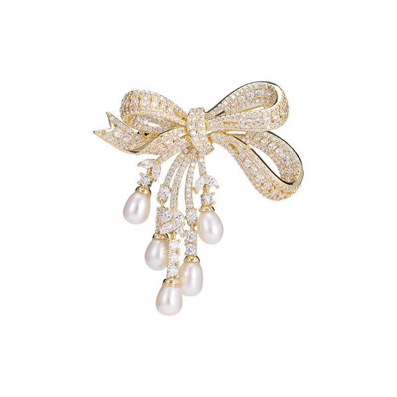 Bow Pearl Brooch pin