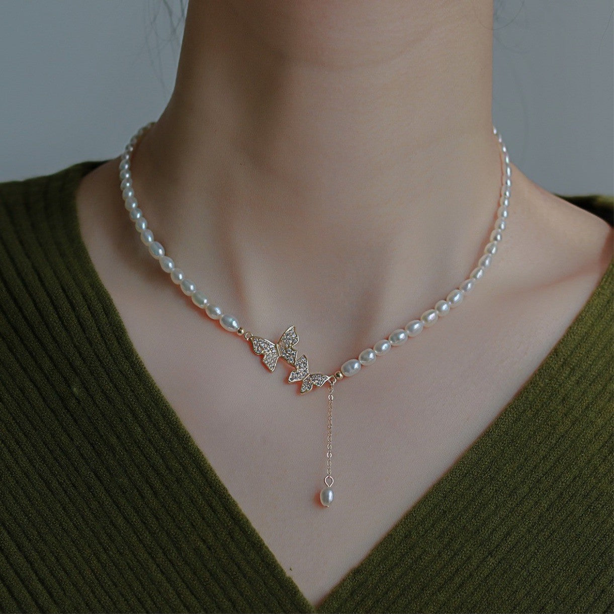 Drop Natural Pearl Necklace #498