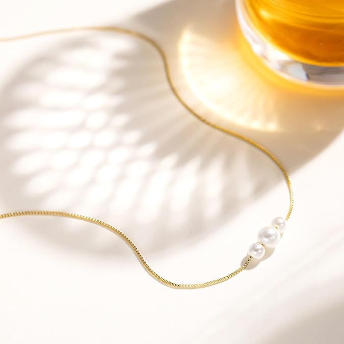 Minimalist 14K Gold Plated Natural Freshwater Pearl Necklace