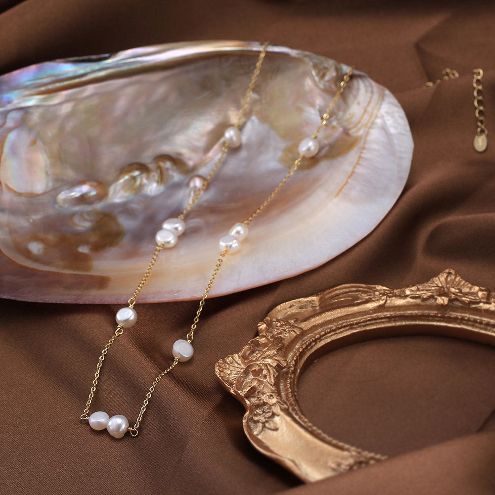 Choker Natural Freshwater Pearl Necklace #594