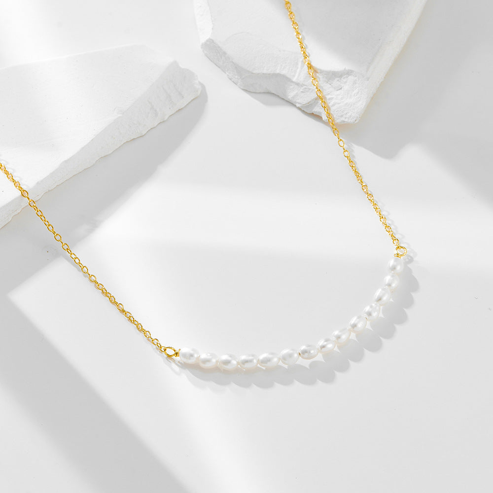 Drop S925 Sterling Silver Natural Pearl Necklace #794