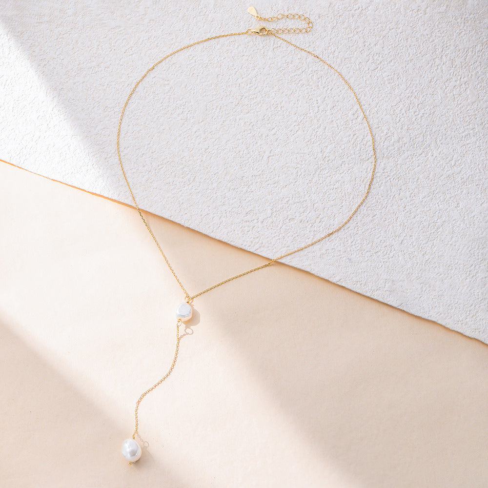 Minimalist Natural Freshwater Pearl Necklace #058
