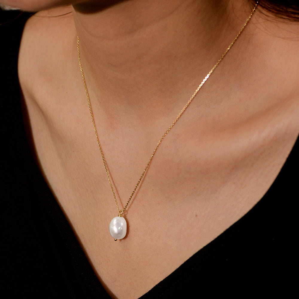 Minimalist Natural Freshwater Pearl Necklace