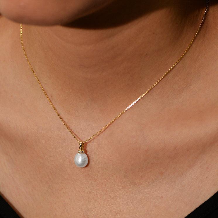 Minimalist Natural Freshwater Pearl Necklace #930