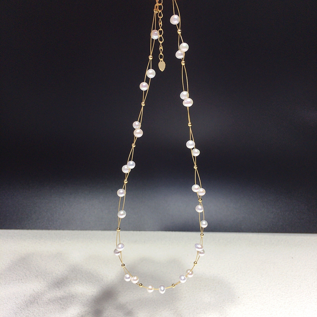 Minimalist Natural Freshwater Pearl Necklace #610