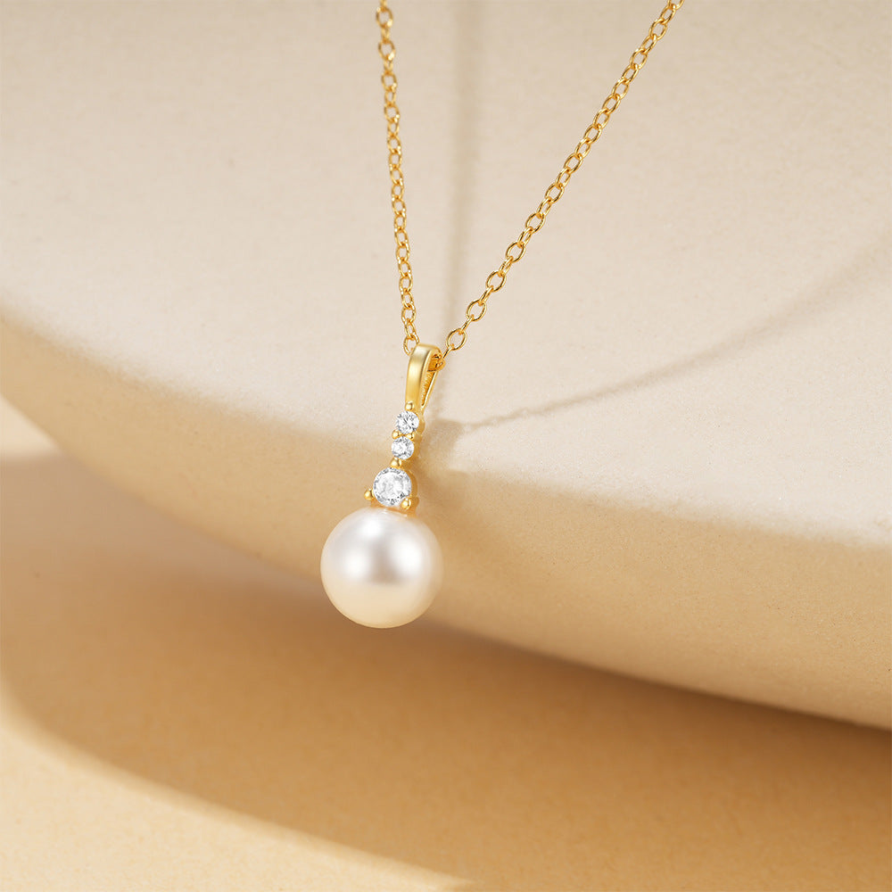Drop 14K Gold Plated Natural Freshwater Pearl Necklace #682