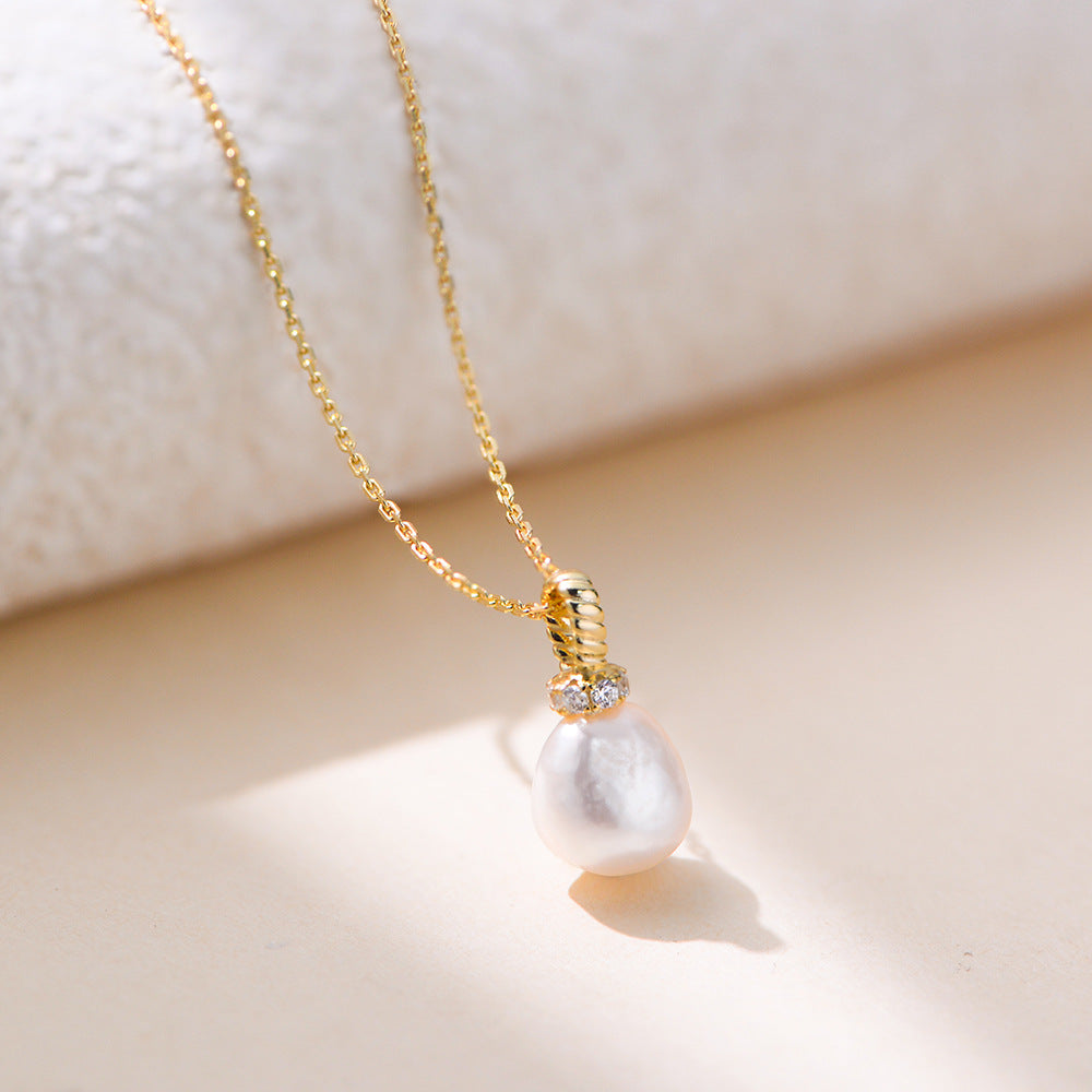 Minimalist Natural Freshwater Pearl Necklace #930
