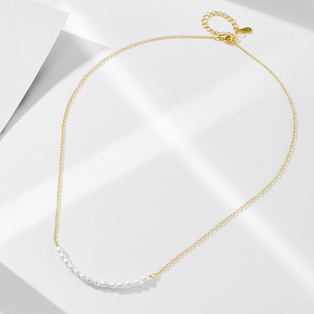 Drop S925 Sterling Silver Natural Pearl Necklace #794