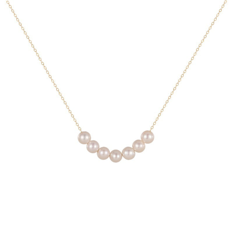 Minimalist S925 Sterling Silver Natural Freshwater Pearl Necklace 6mm