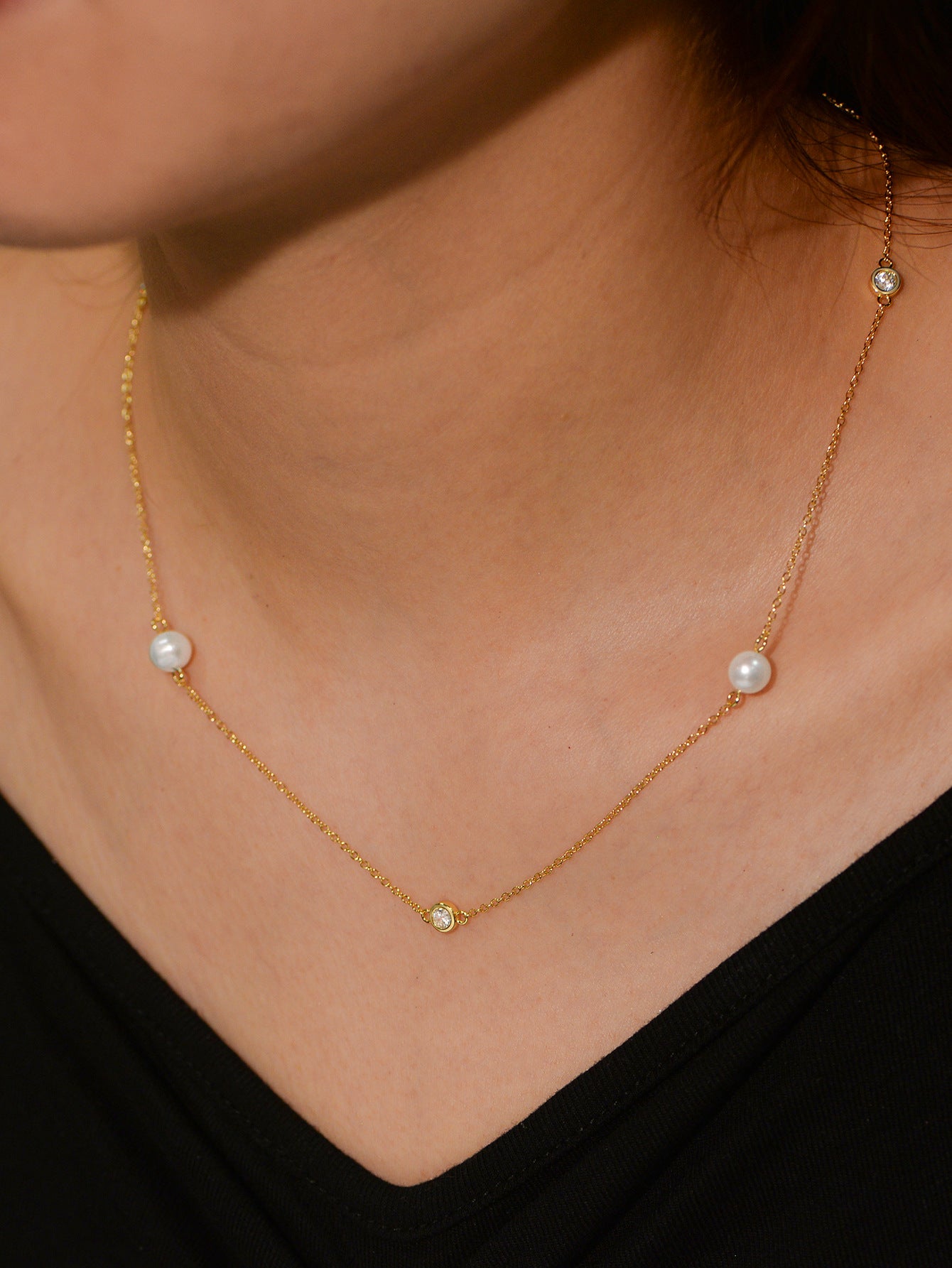 Choker S925 Sterling Silver Natural Freshwater Pearl Necklace #322