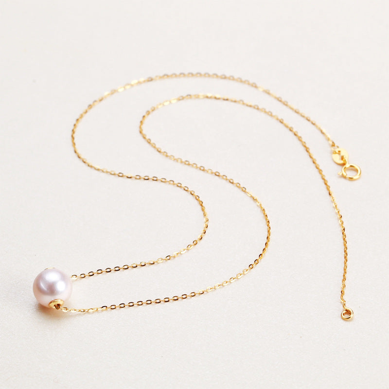 Minimalist S925 Sterling Silver Natural Freshwater Pearl Necklace 9mm