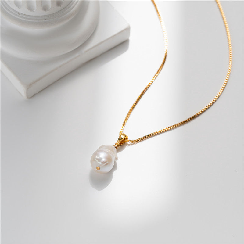 Minimalist S925 Sterling Silver Natural Freshwater Pearl Necklace
