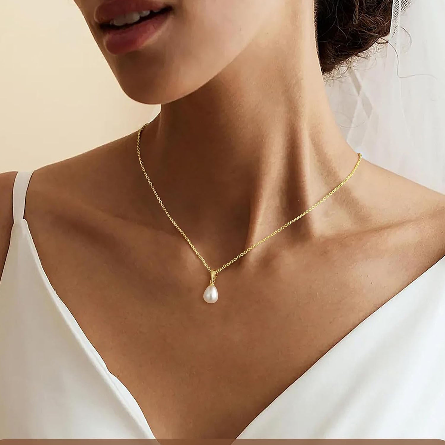 Minimalist 18K Gold Plated Natural Freshwater Pearl Necklace