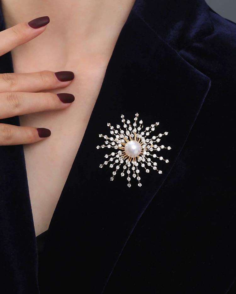 crystal pearl brooch pins