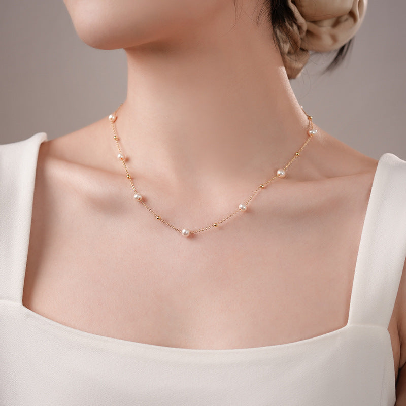 Choker S925 Sterling Silver Natural Freshwater Pearl Necklace