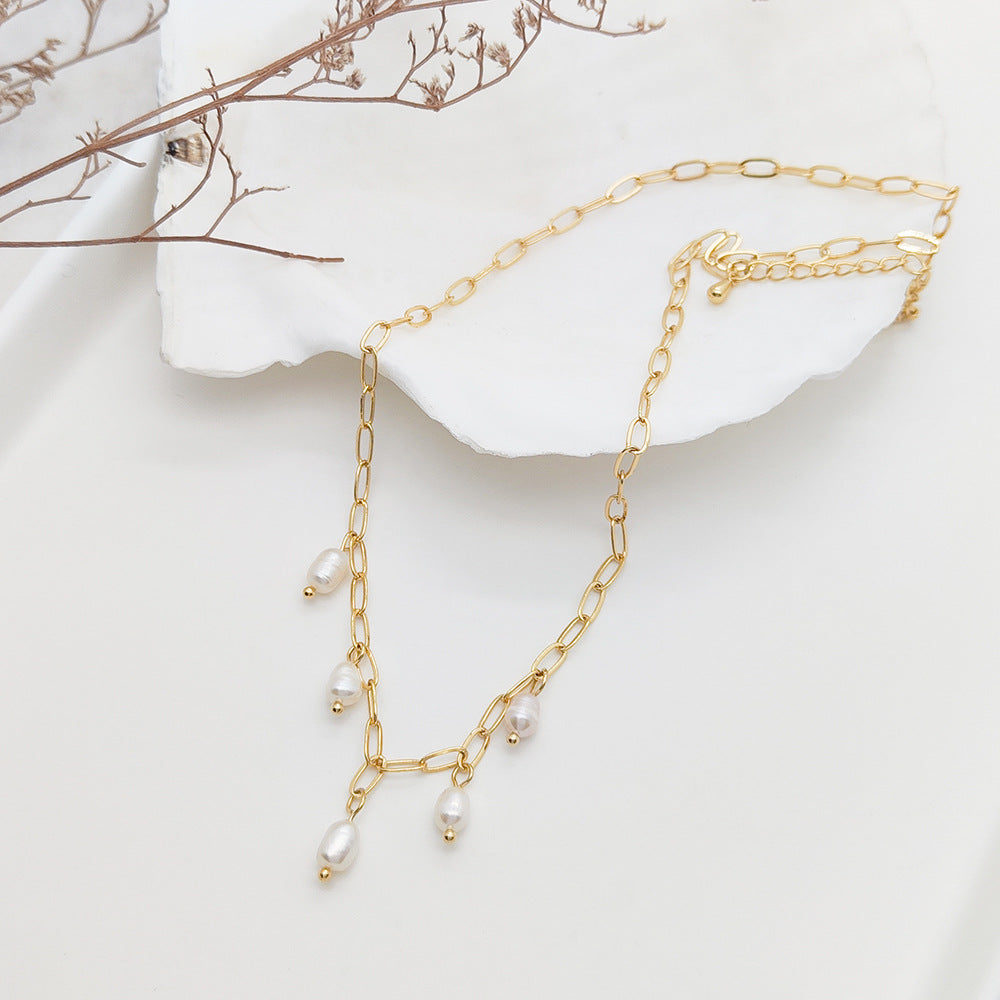 Choker Natural Freshwater Pearl Necklace 8mm