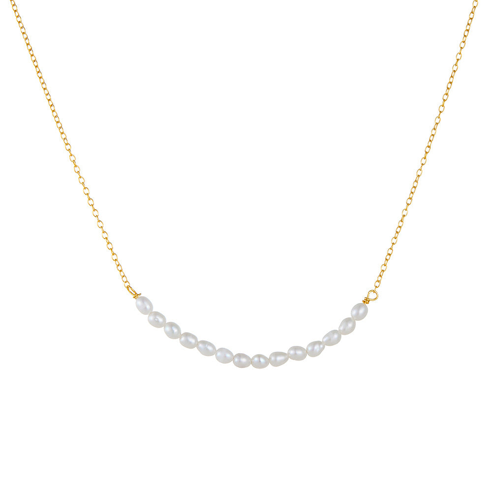 Drop S925 Sterling Silver Natural Pearl Necklace #794