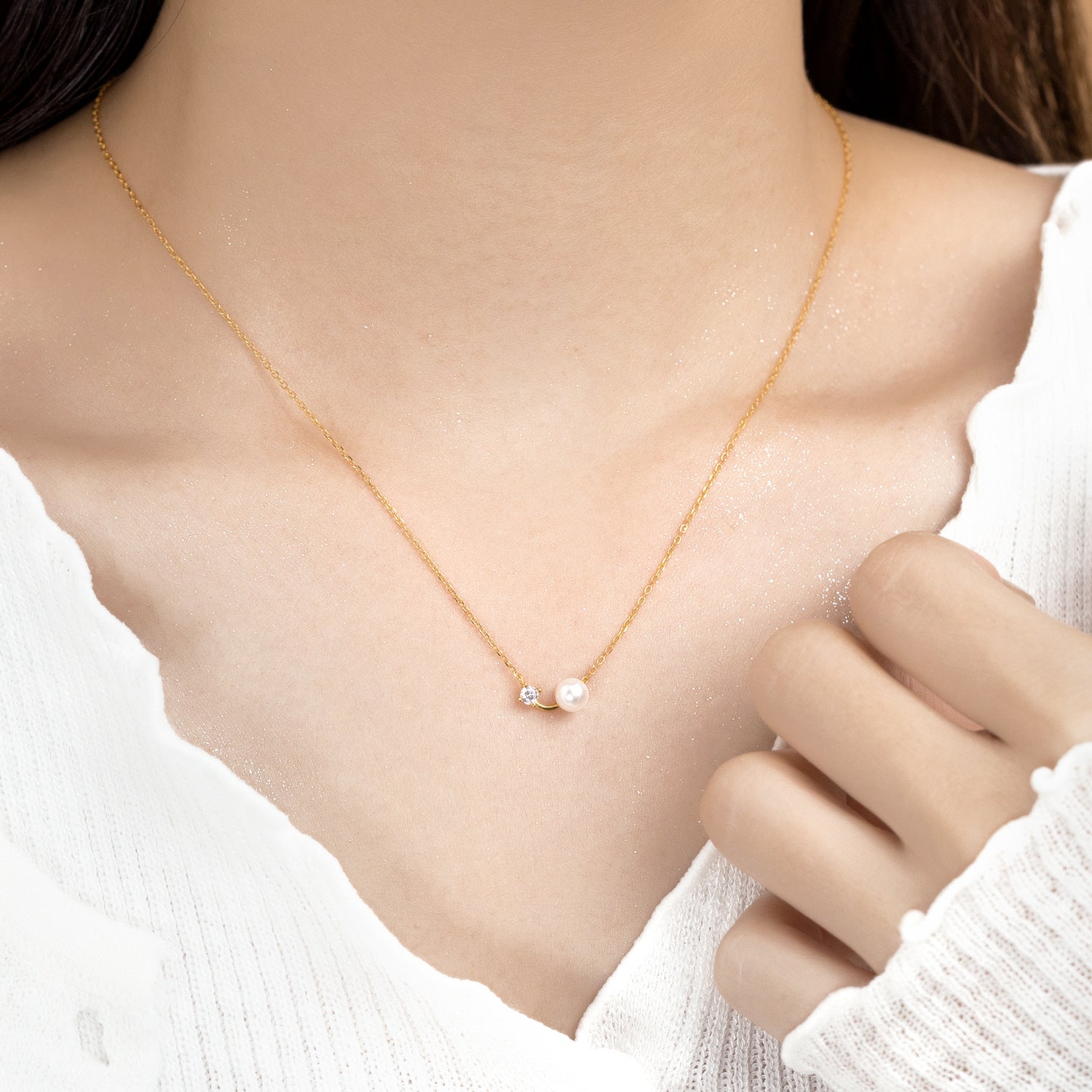 Minimalist Natural Freshwater Pearl Necklace #506