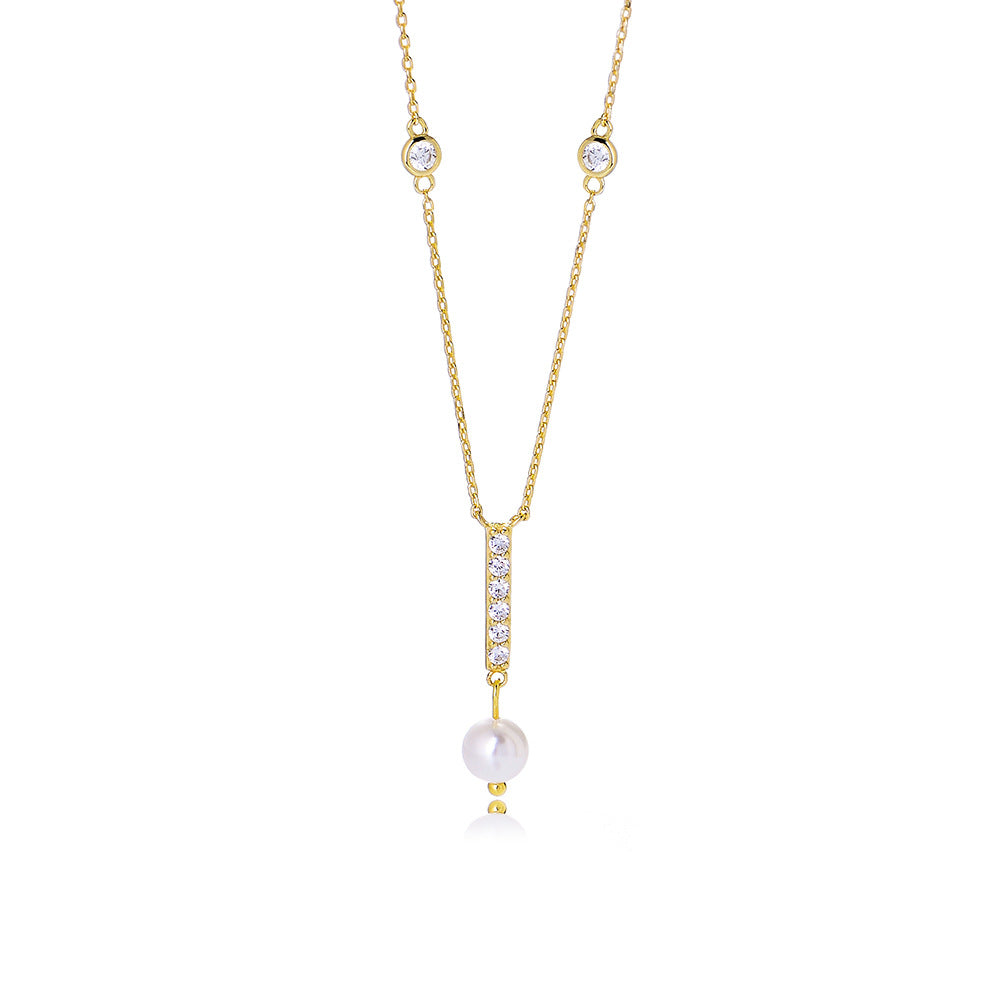 Drop S925 Sterling Silver Natural Pearl Necklace 8mm