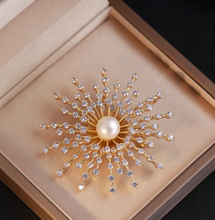 crystal pearl brooch pins