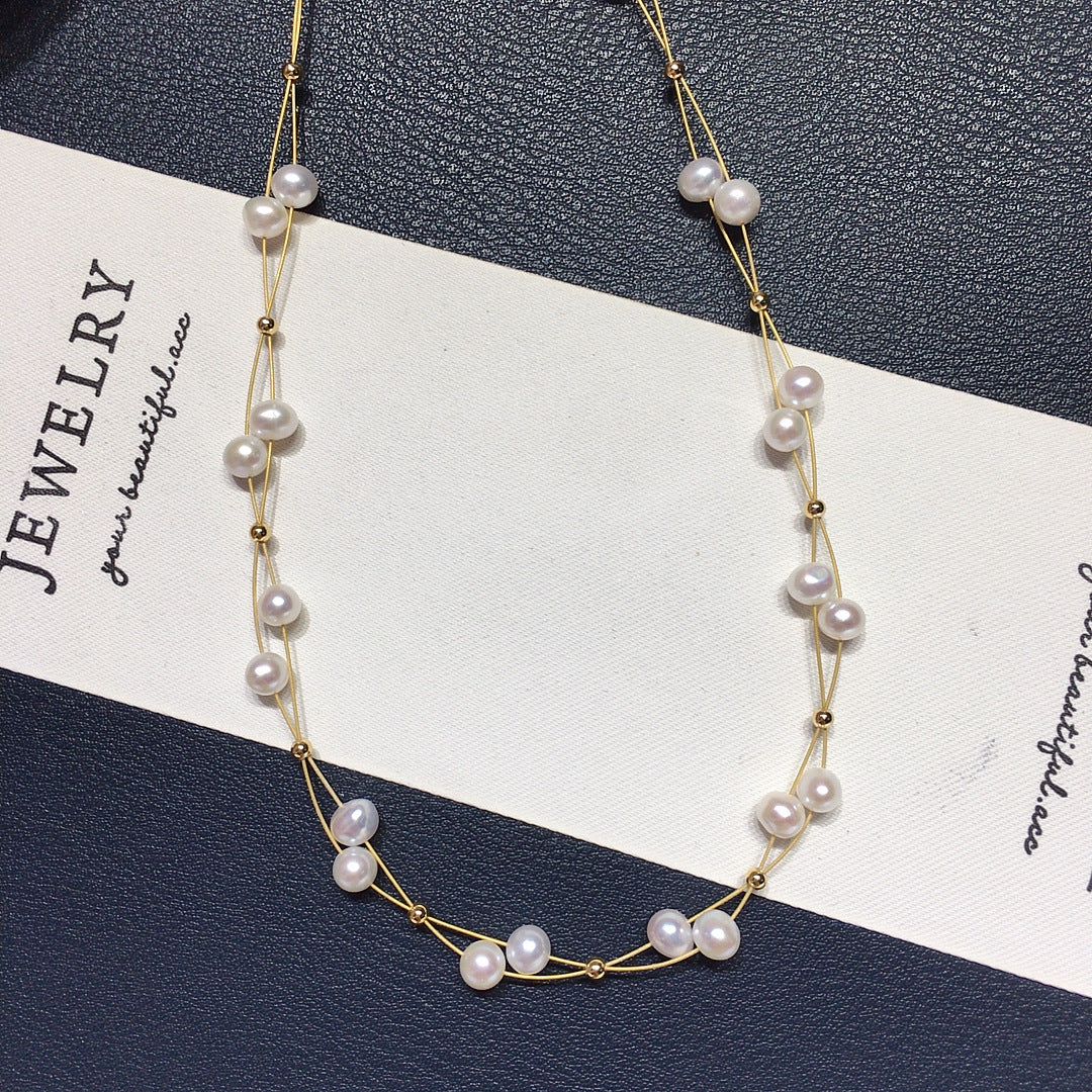 Minimalist Natural Freshwater Pearl Necklace #610