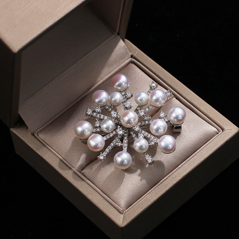 Snowflake Pearl Brooch pin