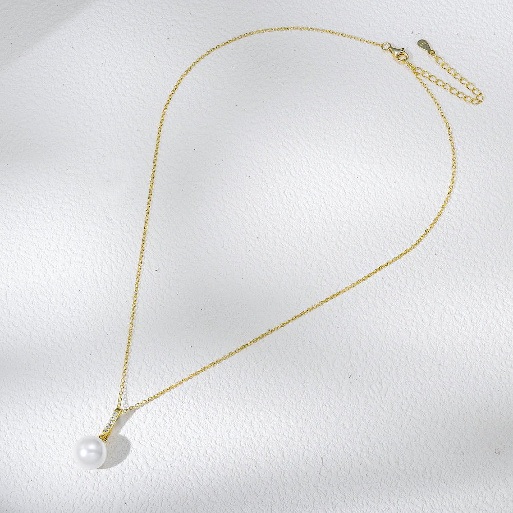 Drop S925 Sterling Silver Natural Pearl Necklace