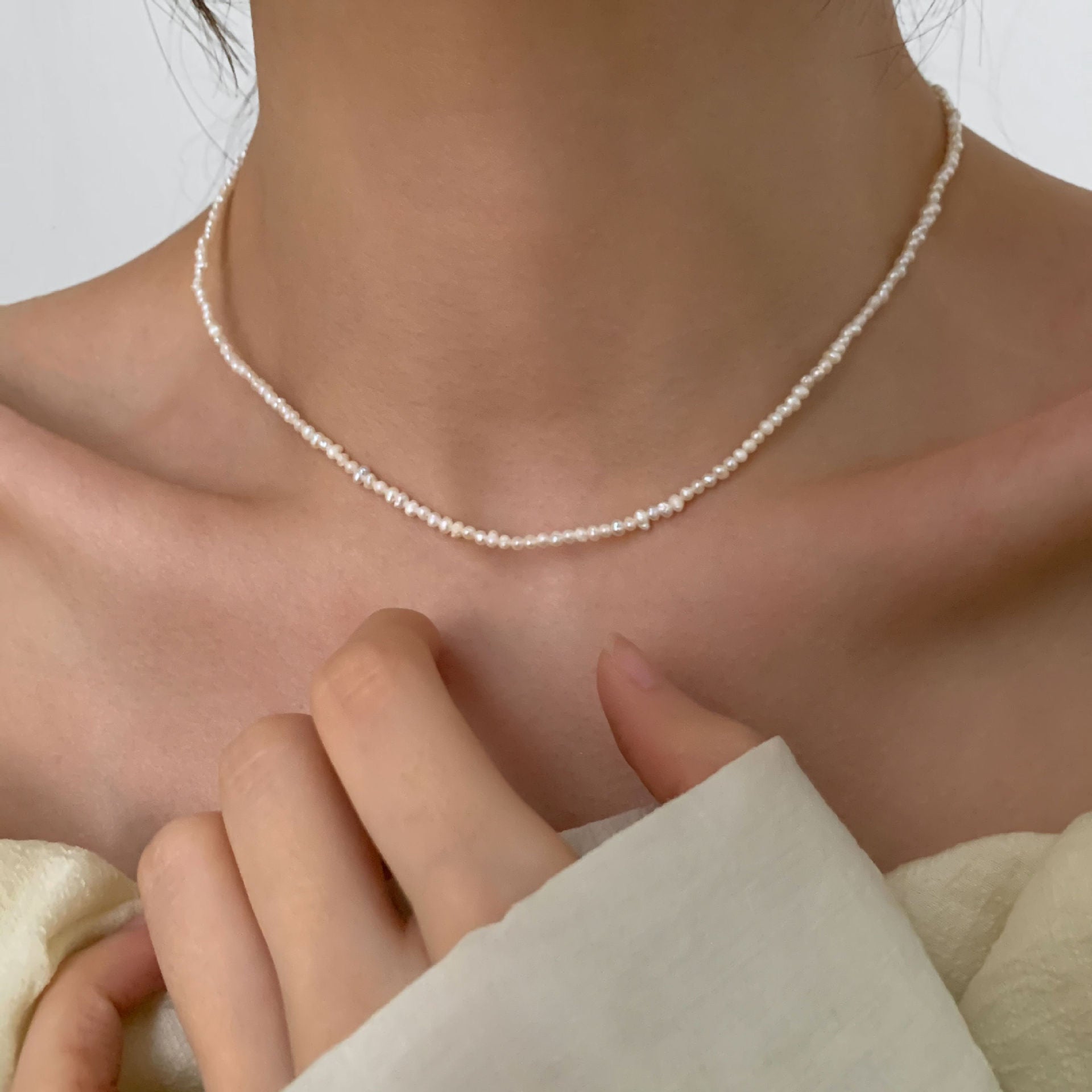 Choker Natural Freshwater Pearl Necklace #906