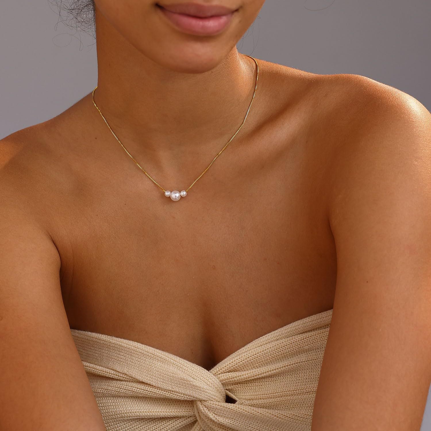 Minimalist 14K Gold Plated Natural Freshwater Pearl Necklace